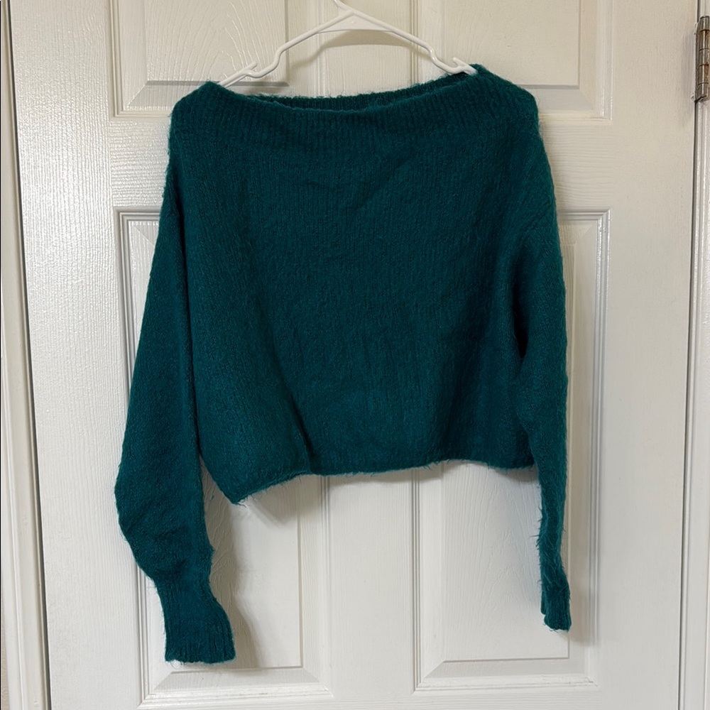 Teal Off-Shoulder Sweater
